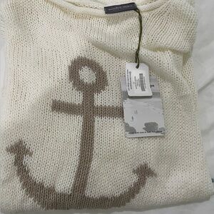 Wooden Ships Cream and Brown Anchor Sweater